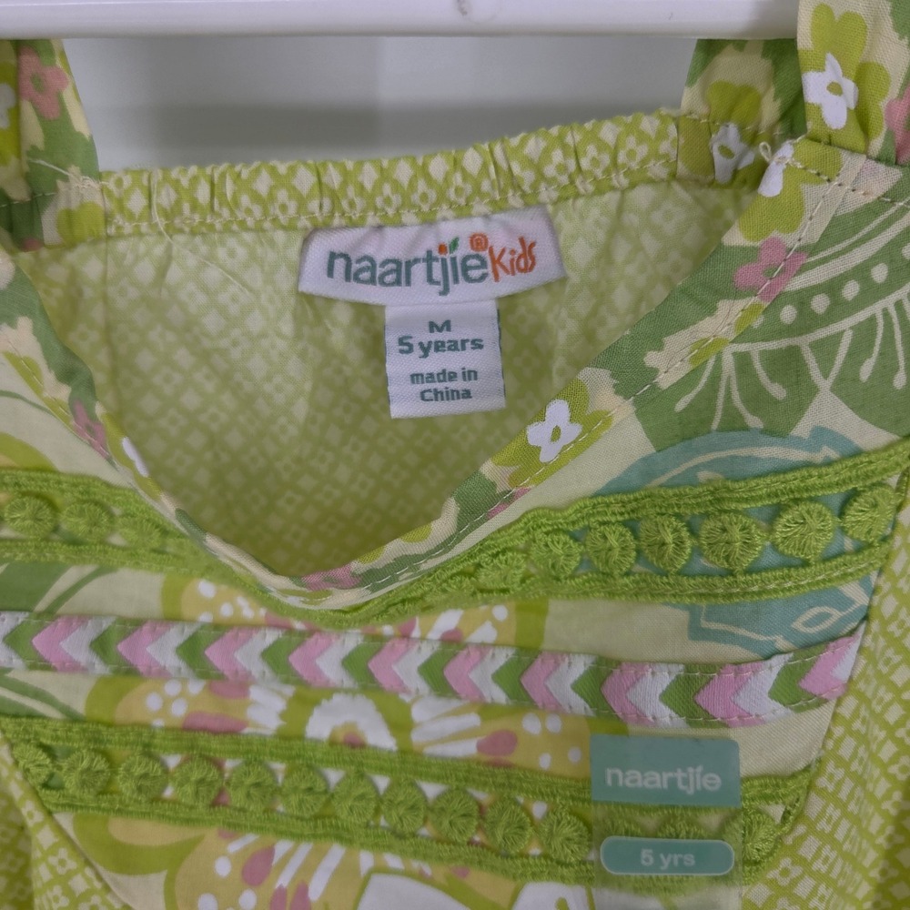 NWT Naartjie Kids Girls Lime Green Floral Tunic Dress Leggings Set Size 5 Years - Picture 5 of 9